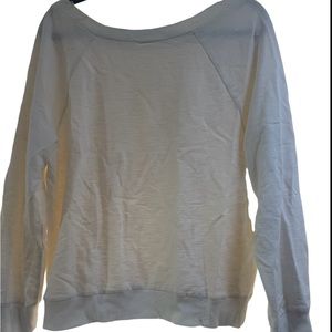 White distressed off shoulder sweatshirt
